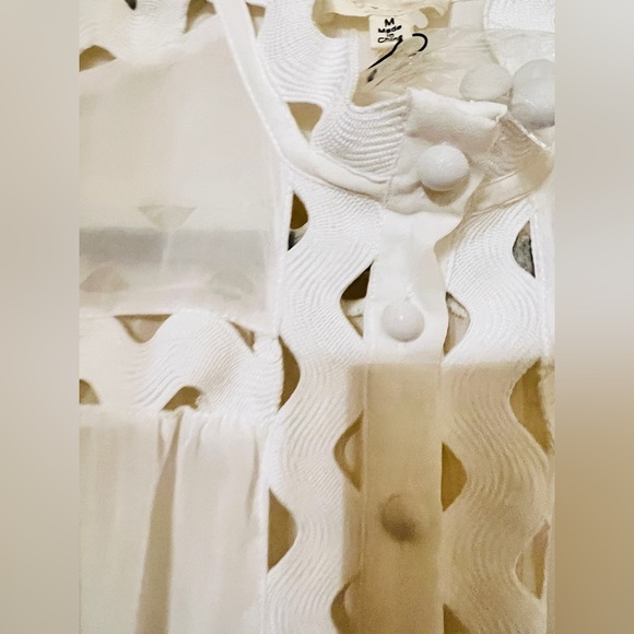 THE SANG stark White Jumpsuit. Size MEDIUM. NWOT. Xtra buttons Attached. - Picture 9 of 13